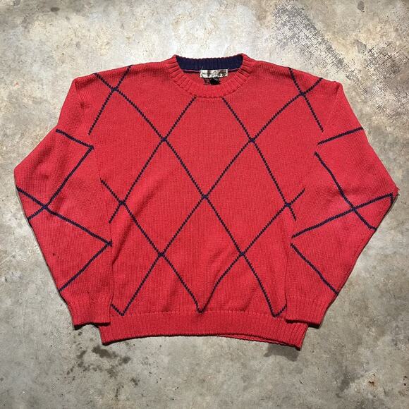 Vintage 90s Meeting Street Red Pattern Sweater - Picture 1 of 3